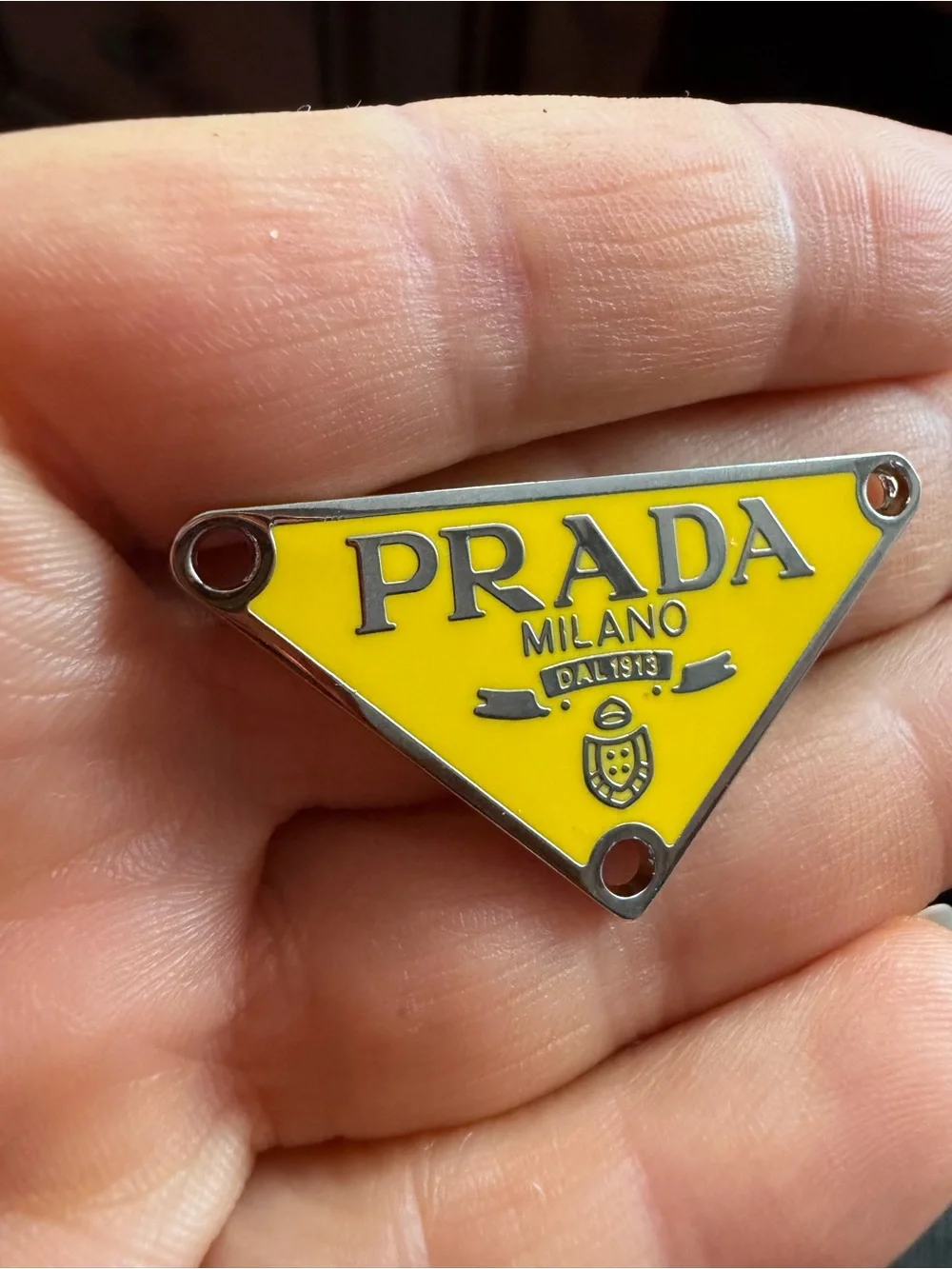 Unbranded Yellow / silver Triangle Logo Key/Card Charm